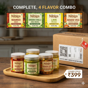 Pack of 4 Pickle 1kg Mango, Lemon, Chili and Mixed Pickle